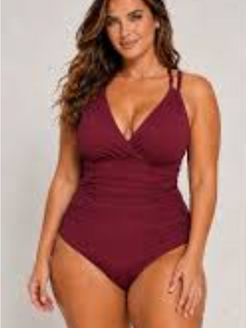 Jantzen One Piece Swimsuit Mulberry Tummy Control NEW Strappy Cross Back Ruched